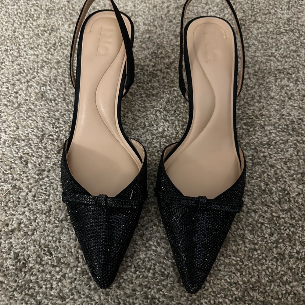 INC International Concepts Black Glitter Heels